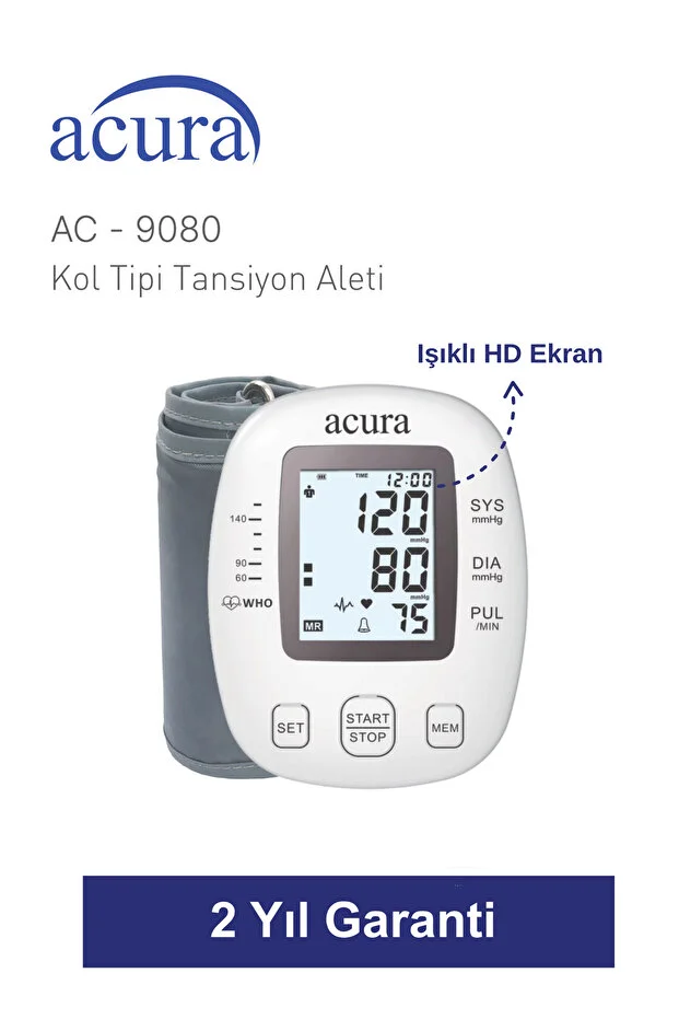 Acura Ac-9080 Işıklı Ekranlı 198 Hafızalı Koldan Tansiyon Aleti
